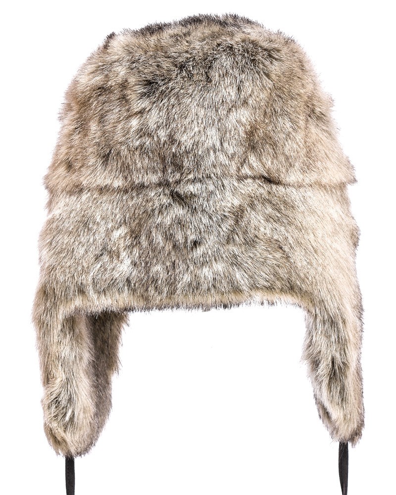 Grey Faux Fur Russian Ushanka Hat: FurHatWorld.com