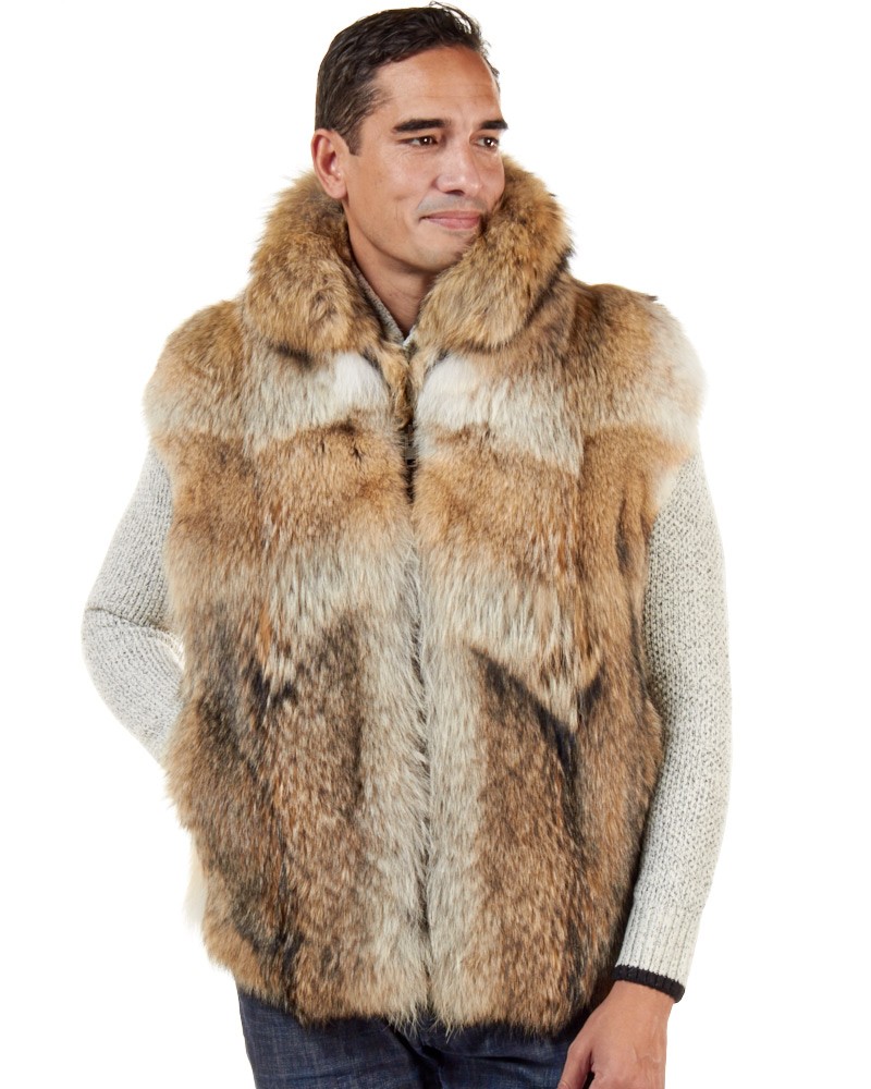 The Ethan Coyote Fur Vest for Men: FurHatWorld.com