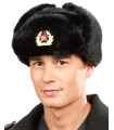 Faux Fur Russian Hat with Badge for Men