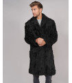 Baron Curly Shearling Overcoat in Black