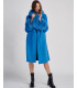 October Wool Wrap Coat with Fox Fur Trim in Royal Blue