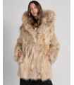 Melanie Hooded Coyote Fur Coat