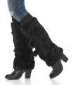 Conejo Negro Piel Boot Covers / calentadores de la pierna