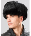 Schwarze Kaninchen Pelz russische Uschanka Mütze