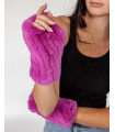 Becca Pink Rex Rabbit Knitted Fingerless Gloves