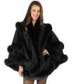 Aurora Cashmere Princess Cape with Double Layer Fox Fur Trim