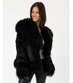 Layla Black Rabbit Fur Jacket with Mongolian Lamb Fur