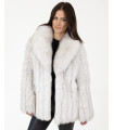 Colette Blue Fox Fur Jacket with Large Collar