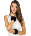 The Angelica Rabbit Fur Slap Cuffs in Black