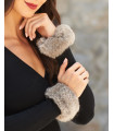 The Angelica Rabbit Fur Slap Cuffs in Grey