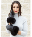 Vermont Lederhandschuhe mit Weit Black Fox Fur Cuffs