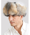 Gray Fox Fur Trapper Hat for Men