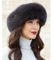 Charcoal Grey Fox Fur Headband