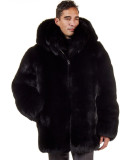 The Hudson Mid Length Black Fox Fur Coat for Men: FurHatWorld.com
