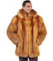 The Hudson Mid Length Red Fox Fur Coat for Men