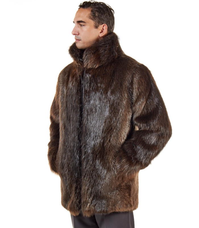 The Hudson Mid Length Beaver Fur Coat for Men: FurHatWorld.com