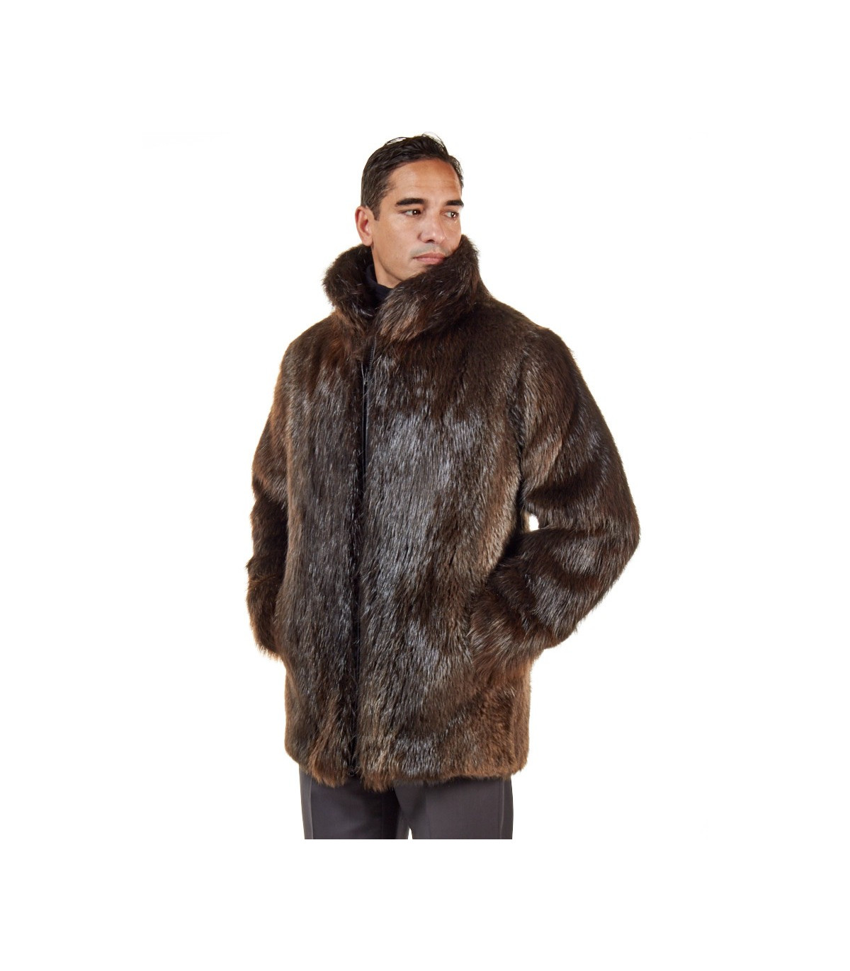 The Hudson Mid Length Beaver Fur Coat for Men: FurHatWorld.com
