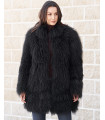 Nora Black Mongolian Lamb Fur Jacket
