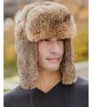 Sombrero Ushanka ruso de piel de conejo marrón