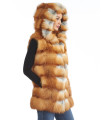 Ariana Red Fox Layered Vest with Hood