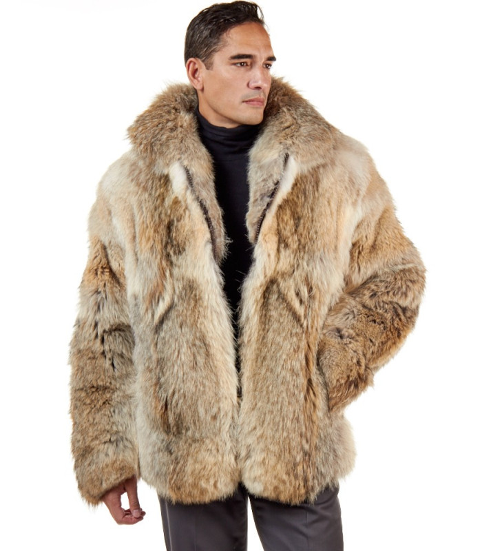 The Hudson Mid Length Coyote Fur Coat for Men: FurHatWorld.com