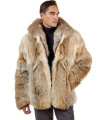 Manteau de Fourrure de Coyote Mi-Longueur Hudson Pour Hommes