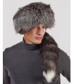 Silver Fox Fur Davy Crockett Hat for Men