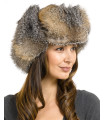 Frauen Gray Fox Voll Pelz Russisch Ushanka Hat