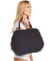 Kelsey Black Mongolian Lamb Fur Handbag
