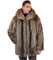 Die Hudson Mitte Länge Waschbär Pelz-Mantel für Männer