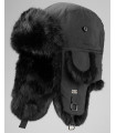 Black B-52 Aviator Hat with Black Rabbit Fur for Men