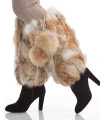 Coyote Fur Leg Warmers with Pom Poms