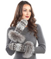 Nordic Knit Wool Mittens with Silver Fox Fur Cuff