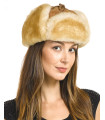 Women's Alaska Shearling Sheepskin Trapper Hat in Tan
