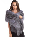 Knit Mia Natural Silver Fox Fur Scarf Shawl