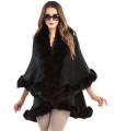 The Lana Double Layer Black Fox Fur Cape