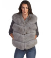 Selena Fox Fur Vest in Grey
