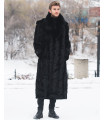Dean Black Mink Full Length Men's Overcoat With Fox Fur Collar