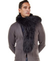 Austin Knit Finn Raccoon Fur Scarf For Men in Black