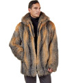 Manteau en Fourrure de Renard Gris Naturelle Mi-Longueur Hudson pour Hommes