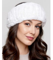 Knit Rex Rabbit Fur Headband in White