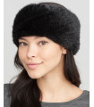 Extra Wide Knit Mink Fur Headband in Black