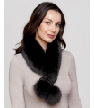 Black Fox Fur Collar with Pom Poms