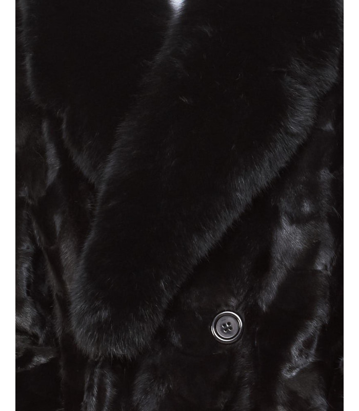 Benjamin Mink Fur Pea Coat for Men in Black: FurHatWorld.com