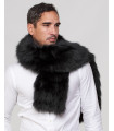 Mark Wide Knit Fox Fur Scarf with Pockets in Black for Men