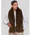 Mark Wide Knit Fox Fur Scarf with Pockets in Gold for Men