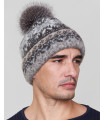 Santiago Wool Beanie Hat with Silver Fox for Men