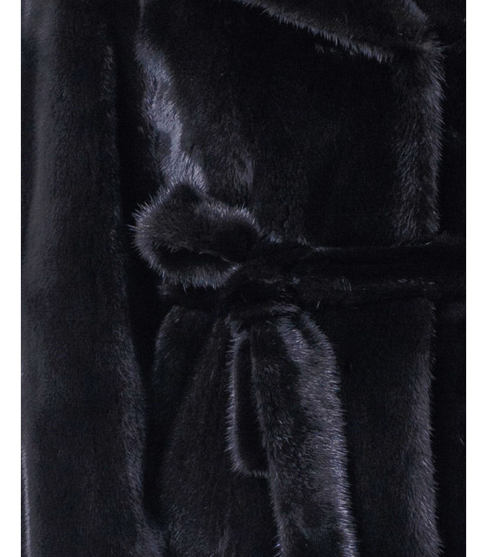 Elisa Black Hooded Mink Coat: FurHatWorld.com