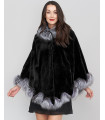 Zelda Sheared Mink fur Cape with Silver Fox Fur Trim