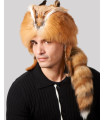 Red Fox Fur Davy Crockett Men's Hat with Face & Legs